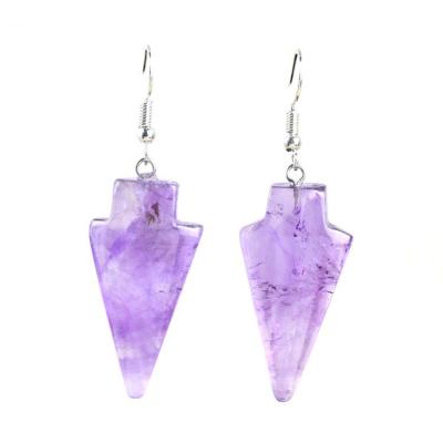 China CLASSIC Natural Ml Gemstone Triangle Arrowhead Earring Healing Crystal Amethyst Lapis Lazuli Stone Earrings for sale