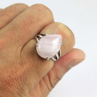 China ML Romantic Shape Natural Stone Drop Water Adjustable Ring Amethyst Crystal Abalone Shell Stone Ring for sale