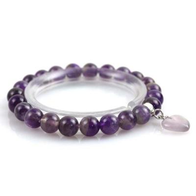 China CLASSIC Ml Natural Stone Beads Amazon Amethyst 8mm Tiger Eye Stone Crystal Quartz Heart Gemstone Bead Bracelets Hot Selling Bracelet for sale