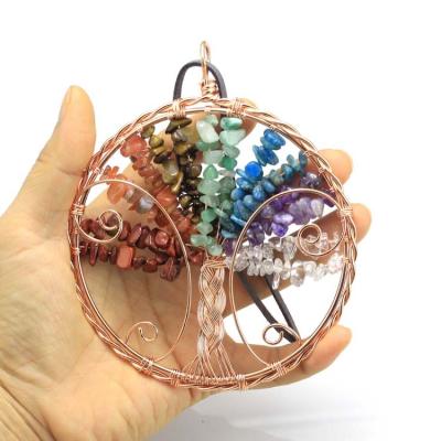 China CLASSIC Natural Tree Of Life Crystal Quartz Stone Pendant Chakra Reiki Healing Of Ml Pendant Hanging Decoration for sale