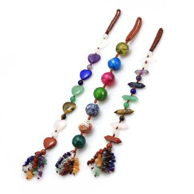 China ML CLASSIC Natural Crystal Quartz Stone Pendant Chakra Reiki Healing Heart Round Beads Pendant Hanging Decoration for sale