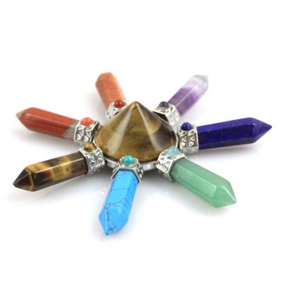 China India Natural Energy Generators ml 7 Chakra Healing Crystal Quartz Cone Pyramid Tiger Eye Stone Generator for sale