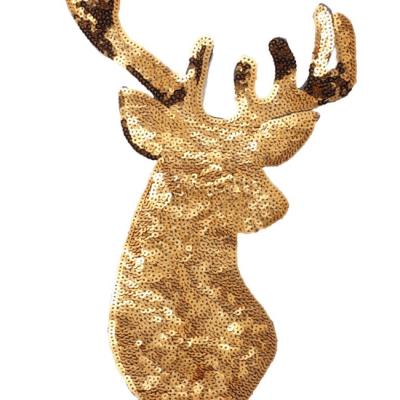 China China New Design Big Sequin Christmas Deer Embroidery Cloth Patch Stickers Clothing Accessories Denim Clothing Decoration for sale