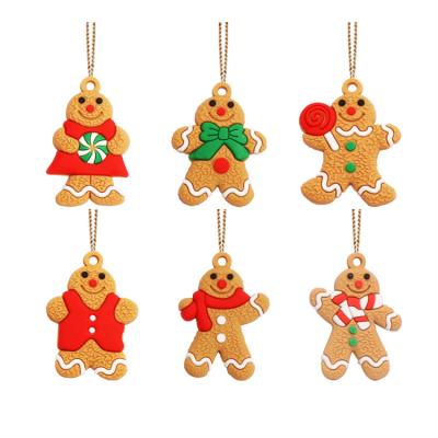 China Soft Christmas Gingerbread Glue Stain PVC + PVC Gingerbread PVC Christmas Tree Ornament Snowman Elk Pendant Christmas Ornament for sale