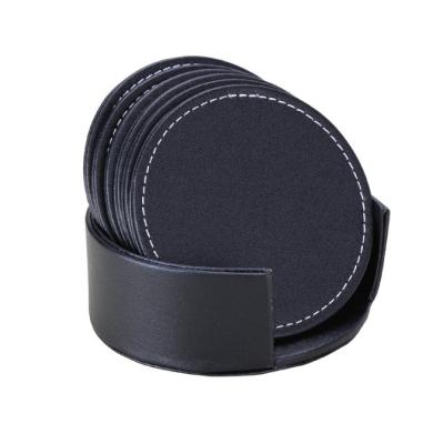 China Hot Selling Stocked PU Leather Coaster Drinks Coffee Mug Mat Round /square Tea Pad for sale