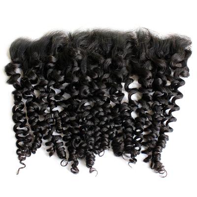 China Can Be Dyed Hair Bundle With 13x4 13x6 Swiss Lace Frontal Curly High Quality No Tangle No Shedding for sale