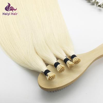 China Silky Straight Wave I Tip Hair Cuticle White Blonde Virgin Aligned Keratin 613 I Tip Stick Hair Extensions for sale