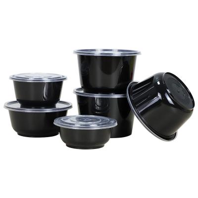 China Plastic Disposable Freshness Preservation Wholesale Noodle Packing Bowl Meal Prep Round Food Container Salad Bowl With Lids for sale