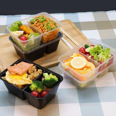 China Freshness Preservation 750 ml 2 Compartments PP Lunch Food Packaging Eco - Friendly Disposable Box for sale