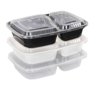 China Freshness Keeping Restaurant Packing Plastic Takeout Box 2 Compartments Disposable Fast Food Food Grade Container PP Food Lunch Box for sale