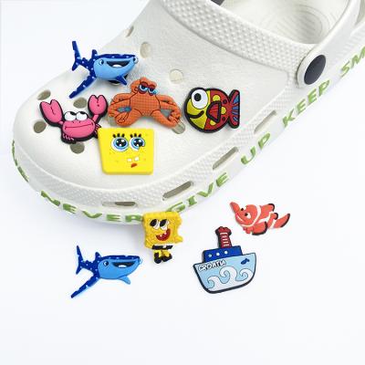 China Wholesale custom hobble charm ocean sea fish PVC shoe accessories kids hobble shoe charms for fang charms kid gift for sale