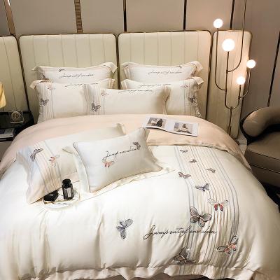 China Nondisposable European Style 4pcs Bedding Set Luxury Simplicity Star Hotel 100% Cotton Sateen Wedding Bedding Set for sale