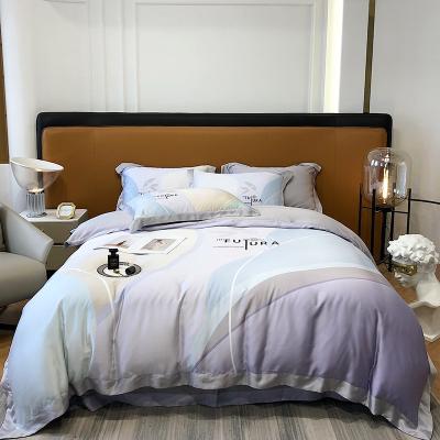 China Nondisposable Summer Printed Luxury Silky Lyocell Fiber Bedding Sets for sale