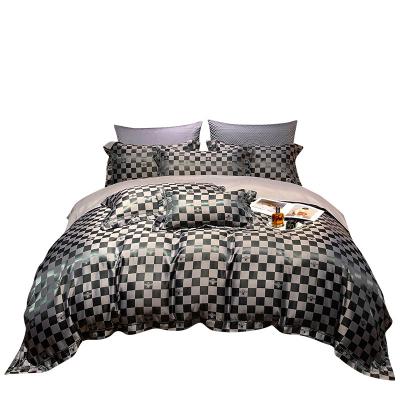 China NewAVersion100SYarn-dyed four-piece jacquard bedding long-staple cotton four-piece folded cotton set for sale