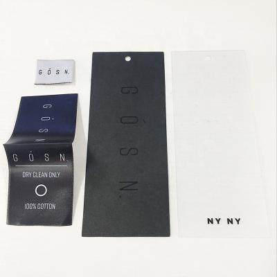 China Eco-Friendly Custom Design Garment Printed UV Logo Black Cardboard Paper Hang Tags For Apparel for sale