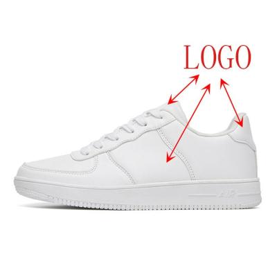 China 2021 Fashion Trend Custom Logo White Leather Flat Sports Sneakers Sneakers For Men Running Shoes for sale