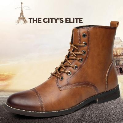 China Insulative Fashion Keep Warm Work Walking Lace Up Work Waterproof Luxury Custom Rubber Leather Plus Size Mens Boots for sale