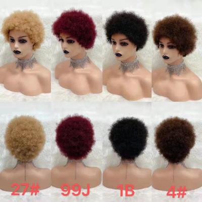 China Hot Selling 100% Afro Wave Wigs Good Quality Remy Human Hair Shortcut Wigs For Black Women for sale