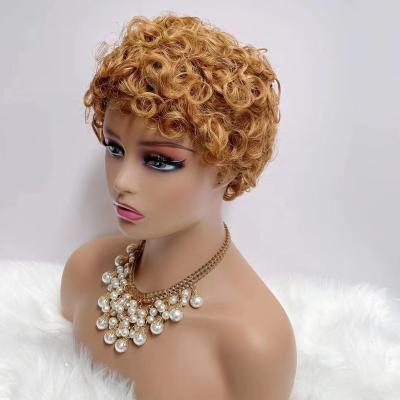 China Free Shipping Afro Wave Letsfly Virgin Remy Human Hair Full Wigs Machine Made Short Curly Afro Wigs For Black Women for sale