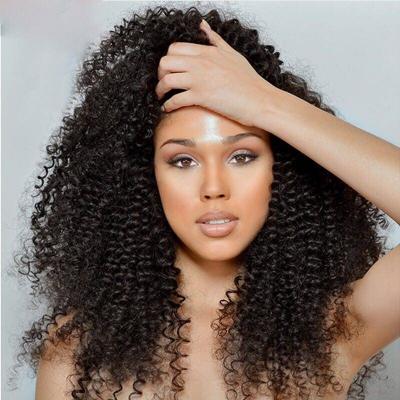 China Free Shipping Raw Unprocessed 100% Virgin Hair Brazilian Kinky Curly Human Hair Jerry Curly Front Lace Human Hair Wholesale Letsfly Kinky Curly Wig For Black Women for sale