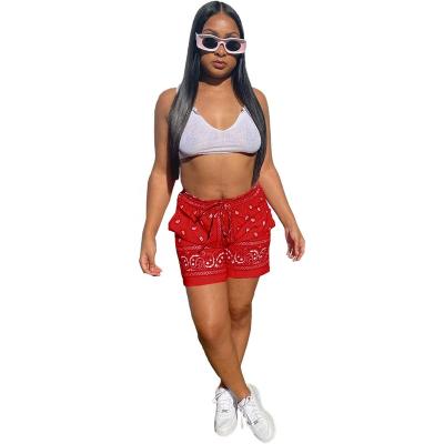 China 2021 New Summer Hip Hop Paisley Women Bandana Biker Breathable Fashionable Elastic Shorts for sale