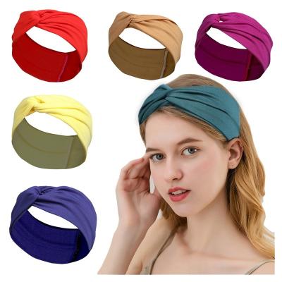 China New Arrival Solid Color Yoga Makeup Fashionable Women Headbands Elastic Accessories for sale