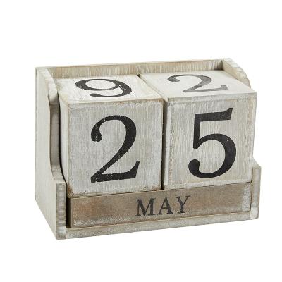 China Wooden Calendar Small Table Calendar Blocks Decoration Desk Perpetual Gift for sale