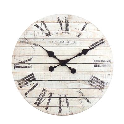 China Quality Antique Wood Decorative Round Quartz Wall Clock Style Simple White Battery Operated Wall Clocks for sale