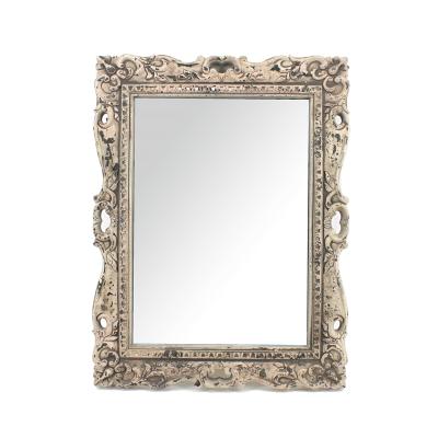 China WALL China Custom Design Wall Decorative White Carved Wooden Mirror Frames Dressing Mirror for sale