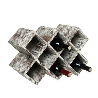 China Wooden Design Wooden Wine Rack Shelf For 8-Bottle Bottles Whitewashed Rustic for sale