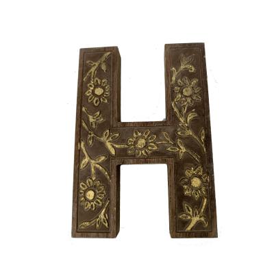 China Wholesale Europe Excellent Quality Wooden Alphabet Letter Blocks Art Minds Carved Big Large Size for sale