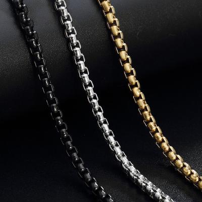 China 2022 FASHIONABLE wholesale new fashion customized high quality 316 stainless steel men's platinum square box chain necklace jewelry male for sale