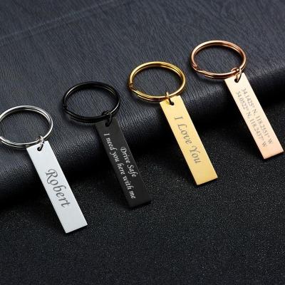 China Fashion 2022 Environmental Friendly Wholesale Custom Keychains Gifts Engraved Inspirational Mantra Text Key Chain Couples Boyfriend Girlfriend Key Ring for sale