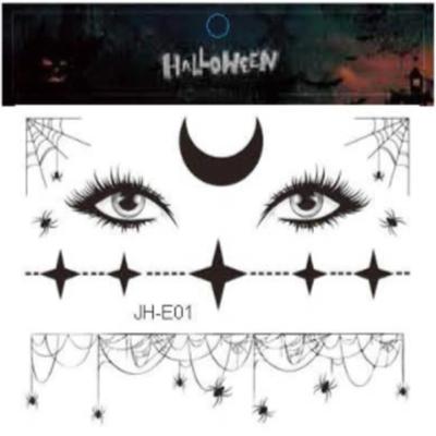 China New Temporary Waterproof Halloween Face Sticker Funny Atmosphere Scar Cobweb Face Makeup Tattoo Sticker for sale