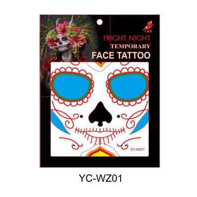 China Temporary Face Jewelry DIY Halloween Temporary Tattoos Waterproof Stickers Sugar Skull Skeleton Face Tattoos Makeup For Halloween Party for sale