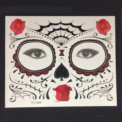 China Day Of The Dead Beauty Cool Tattoo Sticker Halloween Face Skull Effect Waterproof Temporary Dread Temporary Tattoo For Adult Kids for sale