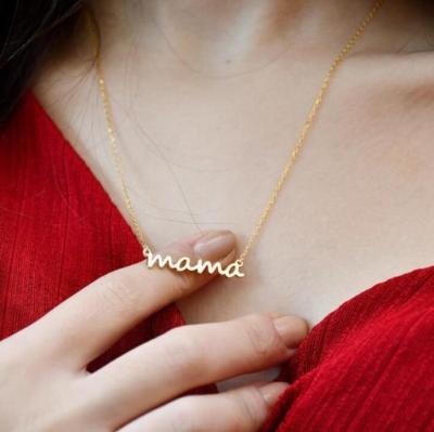 China Gold Minimalist Mom Name Necklace Tasty Pendant Mom Necklace Word Gift Mom Jewelry TRENDY Stainless Steel Mother's Gift for sale