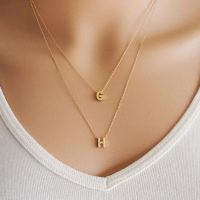 China TRENDY Fashion Personalized Initial Daily Necklace Gold Stainless Steel Jewelry Minimalist Letter Necklace For Women for sale