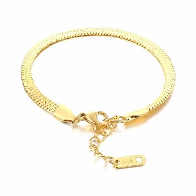 China CLASSIC 4mm 18K Gold Plated Stainless Steel Snake Link Chain Bracelets For Comfort Fit Gifts for sale