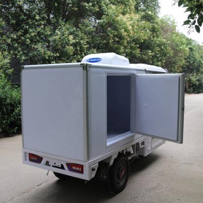 China DC 48v/60v 1.5meter Electric Refrigerated Cargo Box Tricycle With Cooler Units for sale