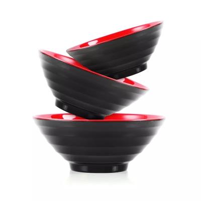 China 6.5/7/8/9 Inch Viable White Black Red Color Double Bowl Ramen Noodle Japanese Melamine Noodle Bowl for sale