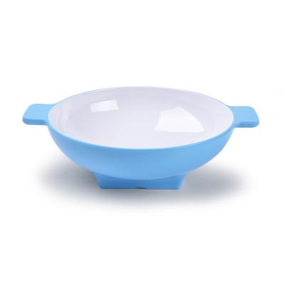 China Sustainable Plastic Bowl Custom Design Blue Melamine Salad Bowl Melamine Mixing Bowl With Handle for sale