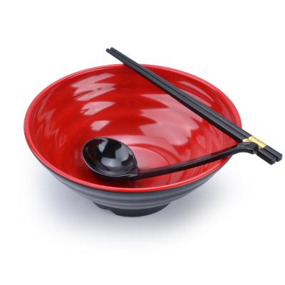 China Factory Direct Good Quality Viable Popular 8 Inch Melamine Ramen Plastic Red Soup Black Bowl for sale