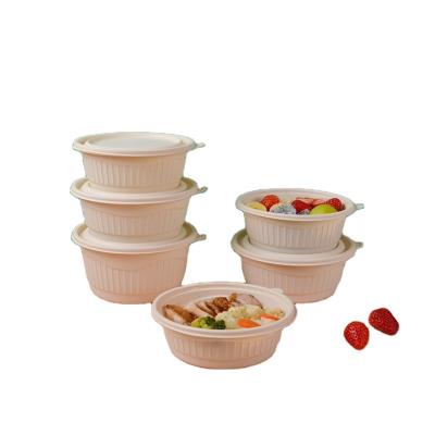 China Biodegradable Disposable Soup Food Packing Round Bowl Disposable Food Container With Lid for sale