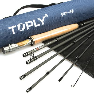 China High Carbon Fiber 7section 2.74M Fly Fishing Rod 5# 9ft Fly Fishing Rod With Plastic Tube for sale