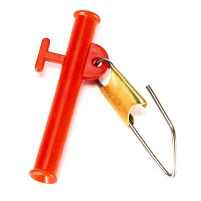 China Wholesale Plastic Saltwater Fishing Round Balance Red Plastic Head Eye Swivel With Quick Spindle Slide Pin Hook Bracket Fishing Line for sale