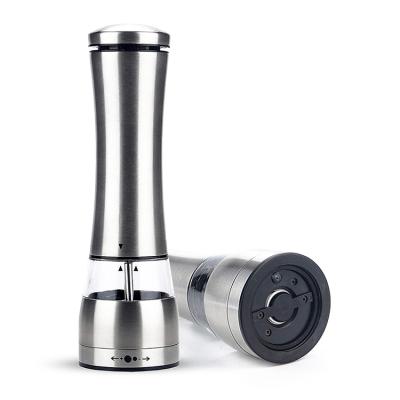 China Best Viable Selling Stainless Steel 2 in 1 Automatic Electric Salt Pepper Grinder Mill for sale