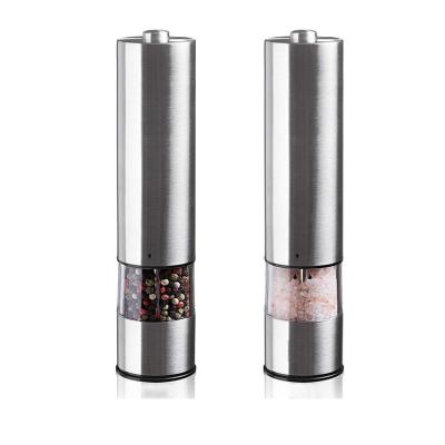 China Viable 2 in 1 Battery Operated Automatic Glass Stainless Steel Salt Pepper Mill for sale