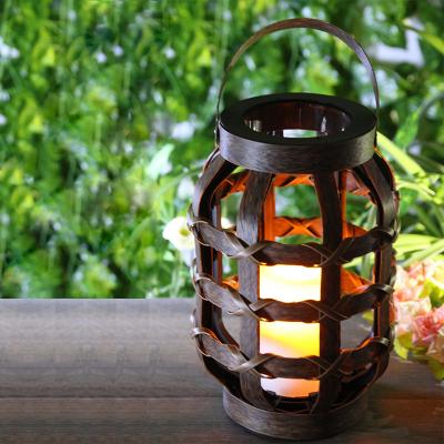 China Wholesale High Quality Garden Amazon Rattan Hanging Solar Led Candles Garden Lights Outdoor Lantern for sale