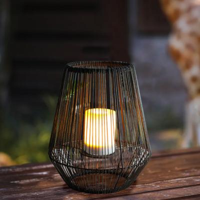 China Graden 2022 Best Selling Black Nordic Home Decor Gifts Items Solar Candle Garden Rattan Lanterns for sale